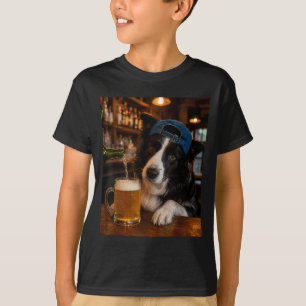 Border Collie Drinking Beer Funny Dog Meme T-Shirt