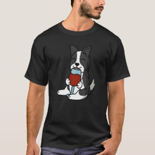 Border Collie Drinking Wine Dog T-Shirt