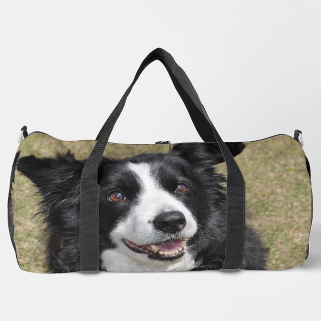 Border collie  duffle bag (Front)