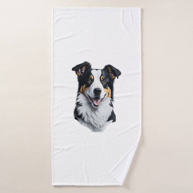 Border Collie face Bath Towel (Bath Towel)