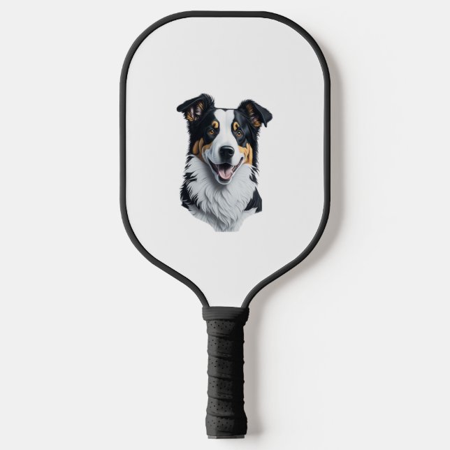 Border Collie face Pickleball Paddle (Front)