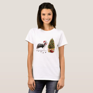 Border Collie Funny Christmas Dog with Tree T-Shirt