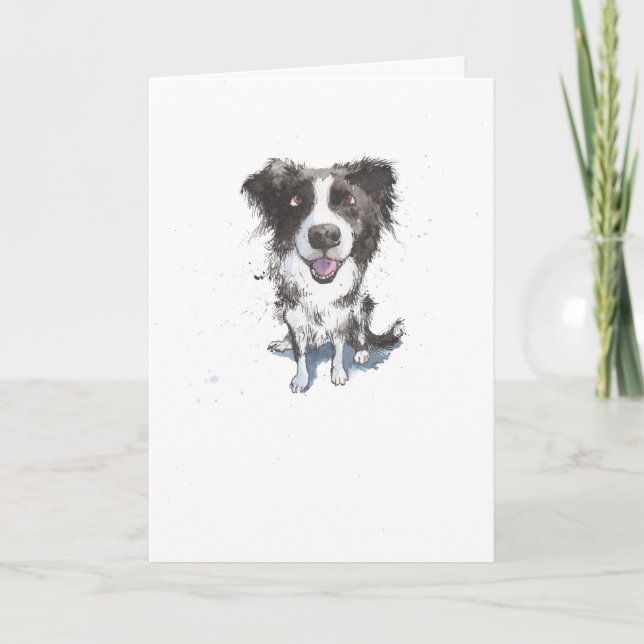 Border Collie, funny Dog illustration Birthday Card (Front)