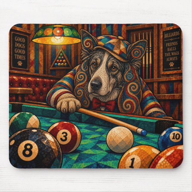 Border Collie, Geometric Mosaic Mouse Pad (Front)