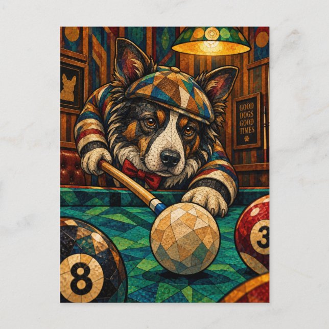 Border Collie, Geometric Mosaic Postcard (Front)