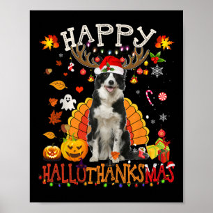 Border Collie Halloween Christmas Dog Happy Hallot Poster