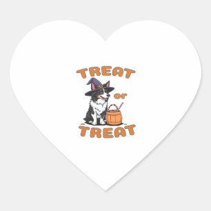Border Collie Halloween Dog Costume �Treat or Trea Heart Sticker
