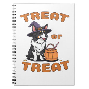 Border Collie Halloween Dog Costume “Treat or Trea Notebook