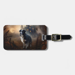 Border Collie Halloween Scary Luggage Tag