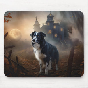 Border Collie Halloween Scary Mouse Pad