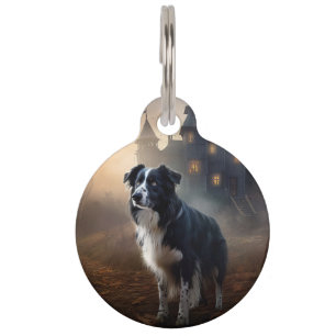 Border Collie Halloween Scary  Pet Tag