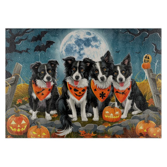 Border Collie Halloween Spooky Cutting Board (Front)
