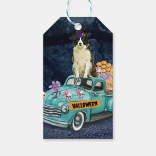 Border Collie Halloween Truck Scary Night Gift Tags