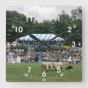 Border Collie Head Study Square Wall Clock