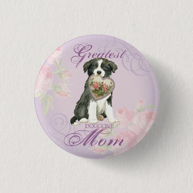 Border Collie Heart Mum 3 Cm Round Badge (Front)