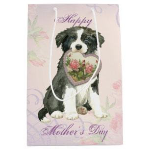 Border Collie Heart Mum Medium Gift Bag