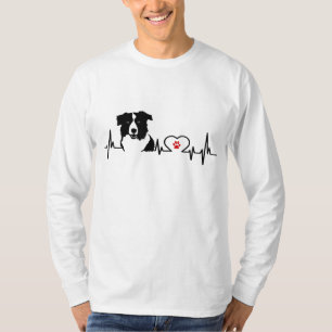 Border Collie Heartbeat Heart Line Gift Idea T-Shirt