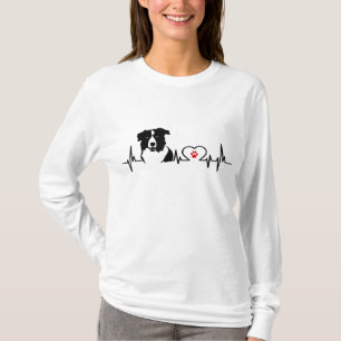 Border Collie Heartbeat Heart Line Gift Idea T-Shirt