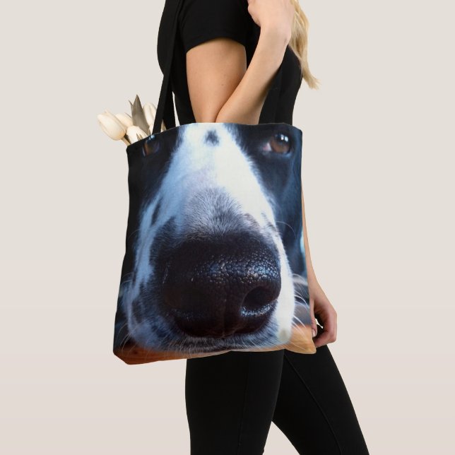 Border Collie Heeler Mix Dog Boop My Nose Photo Tote Bag (Close Up)