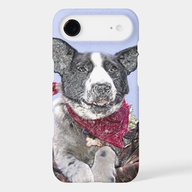 Border Collie Heeler Mix Rescue Dog Sketch Art (Back)