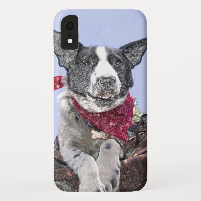 Border Collie Heeler Mix Rescue Dog Sketch Art Case-Mate iPhone Case (Back)