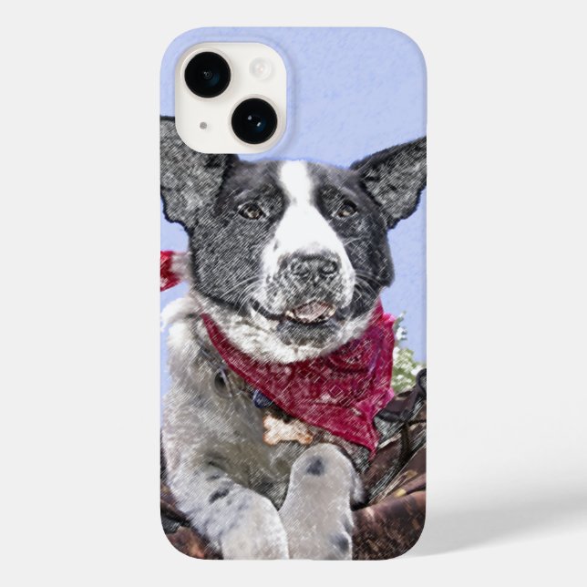 Border Collie Heeler Mix Rescue Dog Sketch Art Case-Mate iPhone Case (Back)