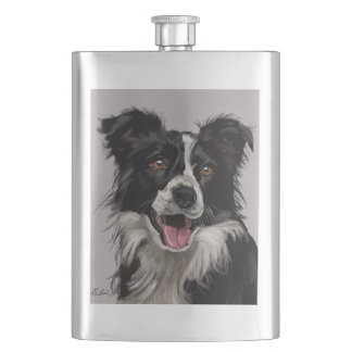Border Collie Hip Flask