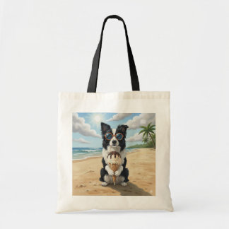 Border Collie holding Ice Cream Cone Tote Bag