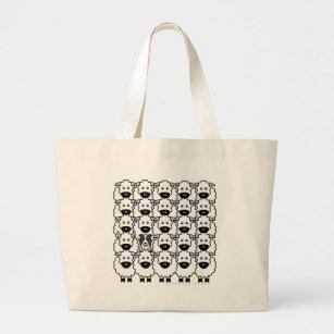 Border Collie in the Sheep Large Tote Bag