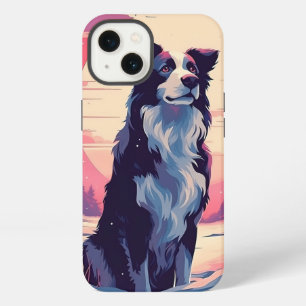 Border Collie in the snowy forest during sunset iPhone 13 Case