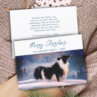 Border Collie in Winter Snowy Landscape Christmas 