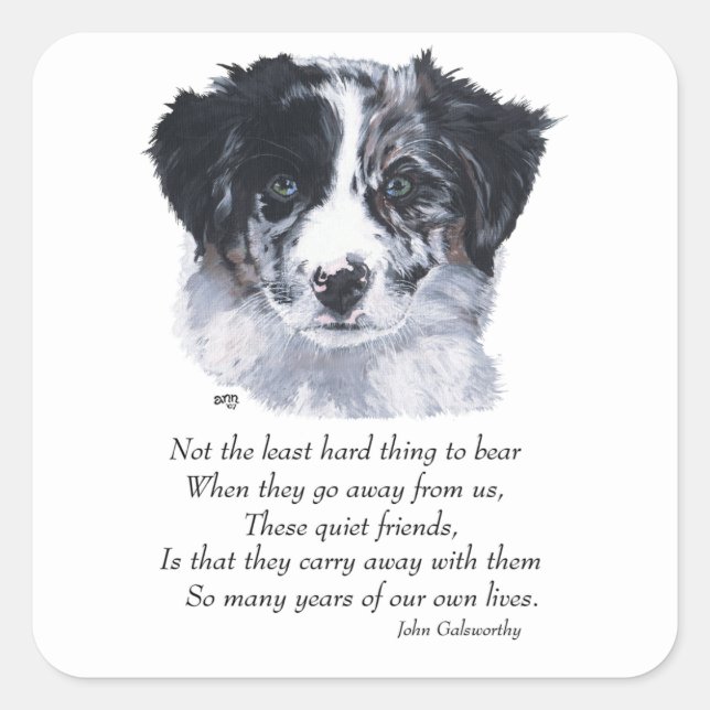Border Collie Keepsakes Square Sticker (Front)