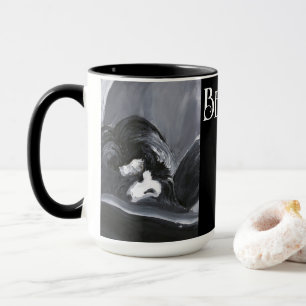 Border Collie Laying Down Painting Personalised Mug