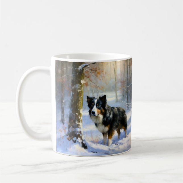 Border Collie Let It Snow Christmas Coffee Mug (Left)