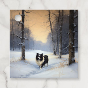 Border Collie Let It Snow Christmas Favour Tags