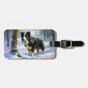 Border Collie Let It Snow Christmas Luggage Tag