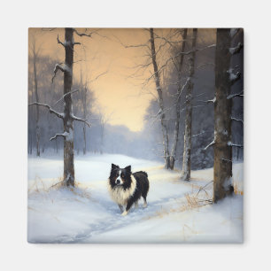 Border Collie Let It Snow Christmas Magnet