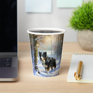Border Collie Let It Snow Christmas Paper Cups