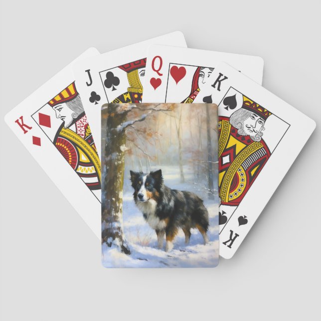 Border Collie Let It Snow Christmas Playing Cards (Back)