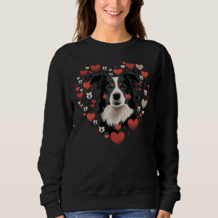 Border Collie Love Heart Valentines Day Border Col Sweatshirt
