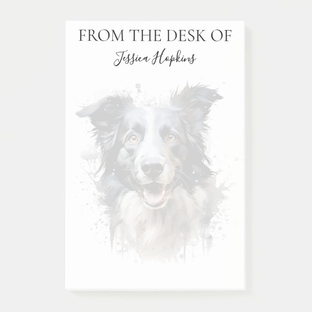 Border Collie Lover Monogrammed Dog Post-it Notes (Front)