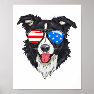 Border Collie Lover Patriotic Dog 4th Of July Amer Poster