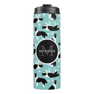 Border Collie Monogram and Name Thermal Tumbler