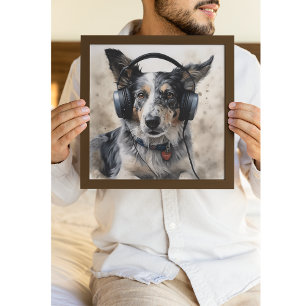 Border Collie Music Factory Art Poster