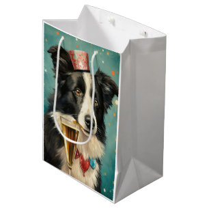 Border Collie New Year Medium Gift Bag