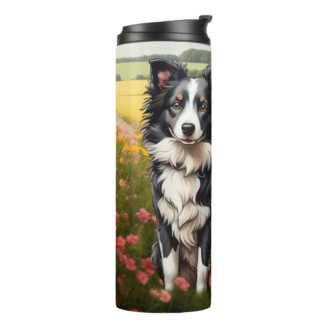 Border Collie on Farm Thermal Tumbler (Rotated Left)