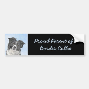 Border Collie Painting - Cute Original Dog Art Bumper Sticker