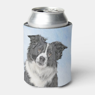 Border Collie Painting - Cute Original Dog Art Can Cooler