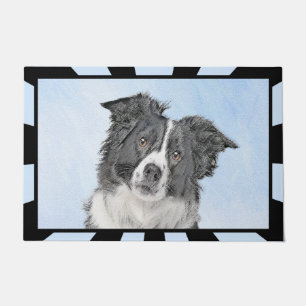 Border Collie Painting - Cute Original Dog Art Doormat