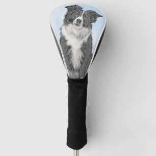 Border Collie Painting - Cute Original Dog Art Golf Head Cover